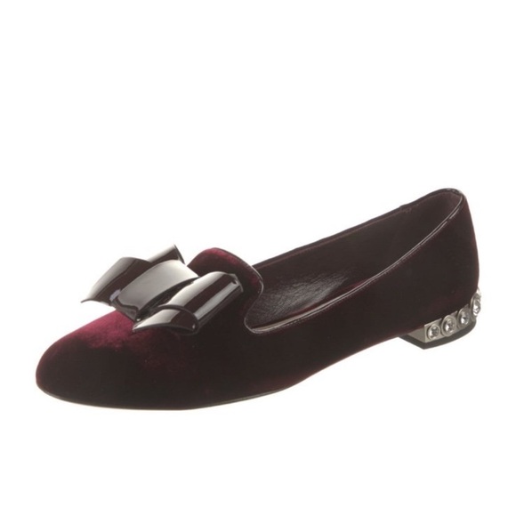 Miu Miu Velvet and Patent Flats with Crystal Heels - Picture 2 of 9